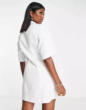 Белое твиловое платье-рубашка мини ASOS DESIGN