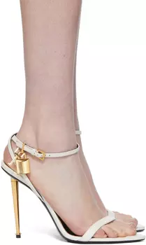 Белые босоножки на каблуке Padlock 105 TOM FORD