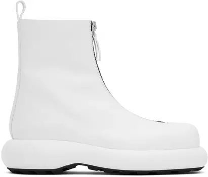 Белые ботинки на молнии Jil Sander