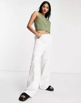 Белые брюки карго с завышенной талией и практичными карманами Topshop