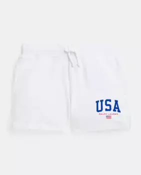 Белые хлопковые шорты для девочек Polo Ralph Lauren