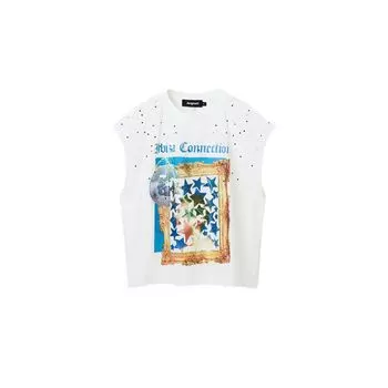 Белые хлопковые топ и футболка Desigual