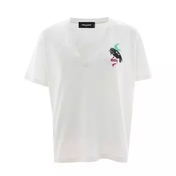 Белые хлопковые топ и футболка Dsquared2