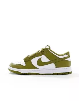 Белые и хаки кроссовки Nike Dunk Low Retro