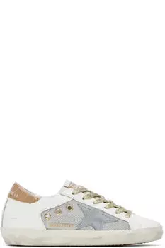 Белые и серебристые кроссовки Super-Star Golden Goose