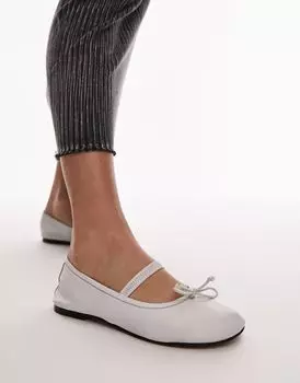 Белые кожаные балетки без подкладки Topshop Brooke