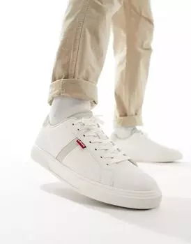 Белые кожаные кроссовки Levi's Archie с кремовым каблуком