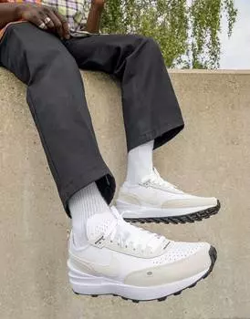 Белые кожаные кроссовки Nike Waffle One