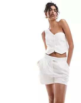 Белые льняные шорты Bershka