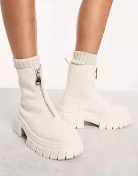 Белые массивные ботинки на молнии ASOS Alliance