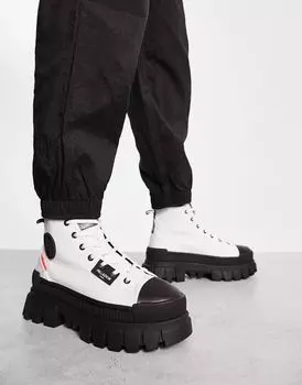 Белые массивные парусиновые ботинки Palladium Revolt