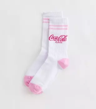 Белые носки в рубчик Coca Cola New Look, белый