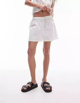 Белые пляжные шорты из смесового льна Topshop