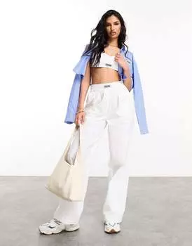 Белые поплиновые брюки ASOS Weekend Collective label