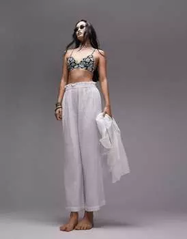 Белые повседневные фактурные пляжные брюки Topshop