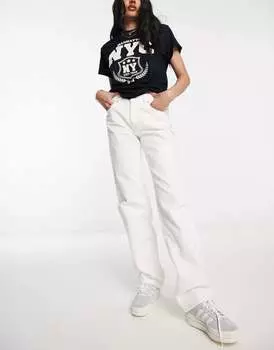 Белые прямые джинсы Pull&Bear