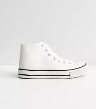 Белые высокие кеды из плотной ткани New Look, белый