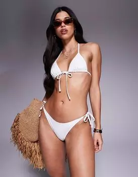Белый бикини-топ Maya с завязками спереди и треугольными чашечками ASOS DESIGN