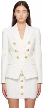 Белый двубортный пиджак Balmain