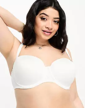 Белый формованный бюстгальтер без бретелек из микрофибры ASOS DESIGN Curve