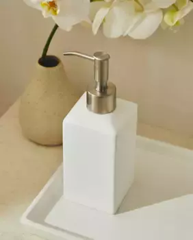 Белый глиняный дозатор мыла для ванной комнаты Zara Home, белый