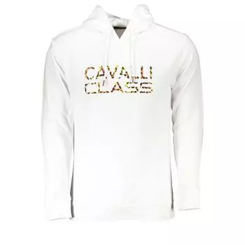 Белый хлопковый мужской свитер cavalli CLASS
