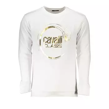Белый хлопковый свитер cavalli CLASS