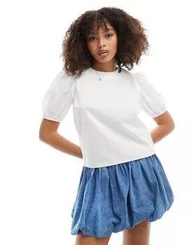 Белый хлопковый топ с объемными рукавами ASOS DESIGN