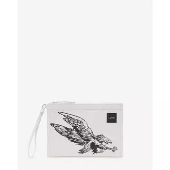 Белый кожаный мужской кошелек-кошелек Lanvin