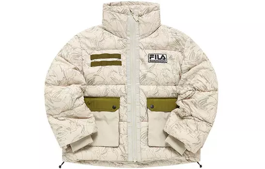 Белый куртка-пуховик Hakusan L Collaboration Collection для женщин из камуфляжной пряжи Earth Yarn Fila Fusion