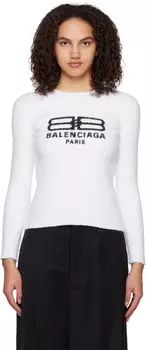 Белый свитер с принтом Balenciaga