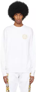 Белый свитшот с V-образной эмблемой Versace Jeans Couture