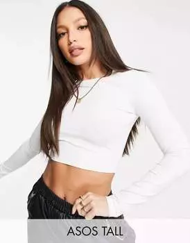 Белый укороченный топ с длинными рукавами ASOS DESIGN Tall