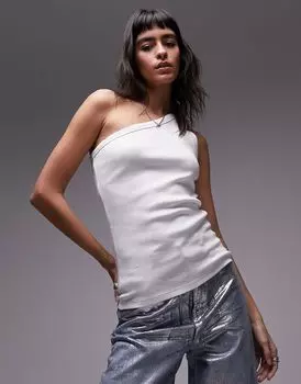 Белый жилет в рубчик на одно плечо Topshop