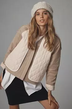 Берет Anthropologie Houndstooth, бежевый