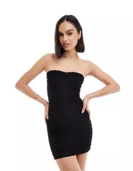 Bershka – черное фактурное мини-платье