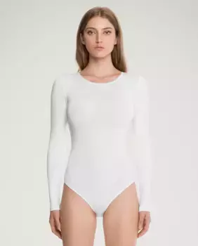 Бесшовное боди с длинными рукавами Wolford, белый