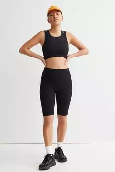 Бесшовные тренировочные шорты H&amp;M, черный