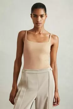 Бесшовный боди стринги Cadence с квадратным вырезом Reiss, нейтральный