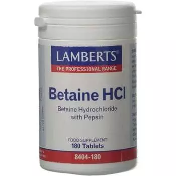 Бетаин Hcl 324 мг Пепсин 5 мг 180 таблеток 169,9 г, Lamberts