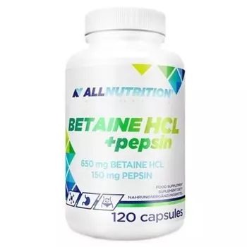 Бетаин HCl + Пепсин 120 капсул Allnutrition