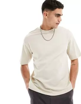 Бежевая футболка свободного кроя Selected Homme