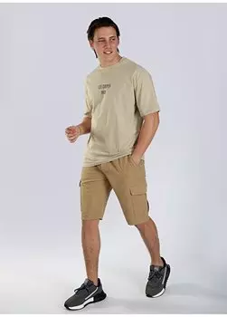 Бежевая мужская футболка с круглым вырезом 242 LCM 242008 NIGEL BEIGE Lee Cooper, бежевый