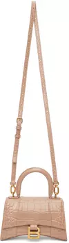 Бежевая сумка с крокодиловым принтом XS Hourglass Balenciaga