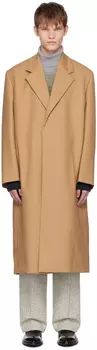 Бежевое пальто с фигурным вырезом Jil Sander
