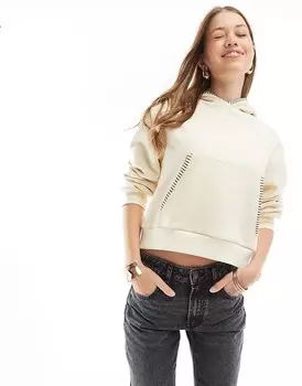 Бежевое вязаное худи без шнурков ASOS DESIGN