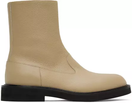 Бежевые кожаные ботинки челси Dries Van Noten