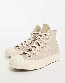 Бежевые кроссовки Converse Chuck 70 Hi с завитками
