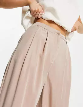 Бежевые повседневные широкие брюки ASOS DESIGN