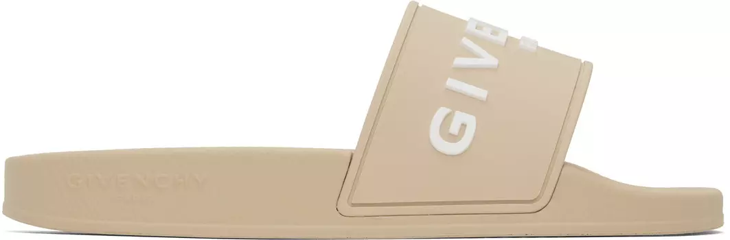 Бежевые резиновые шлепанцы для бассейна Givenchy